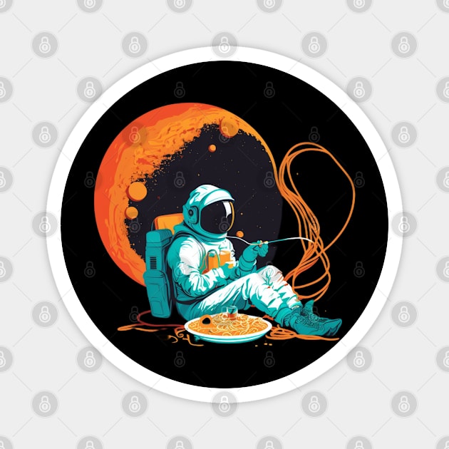 Astronaut eating noodles Magnet by Bakr